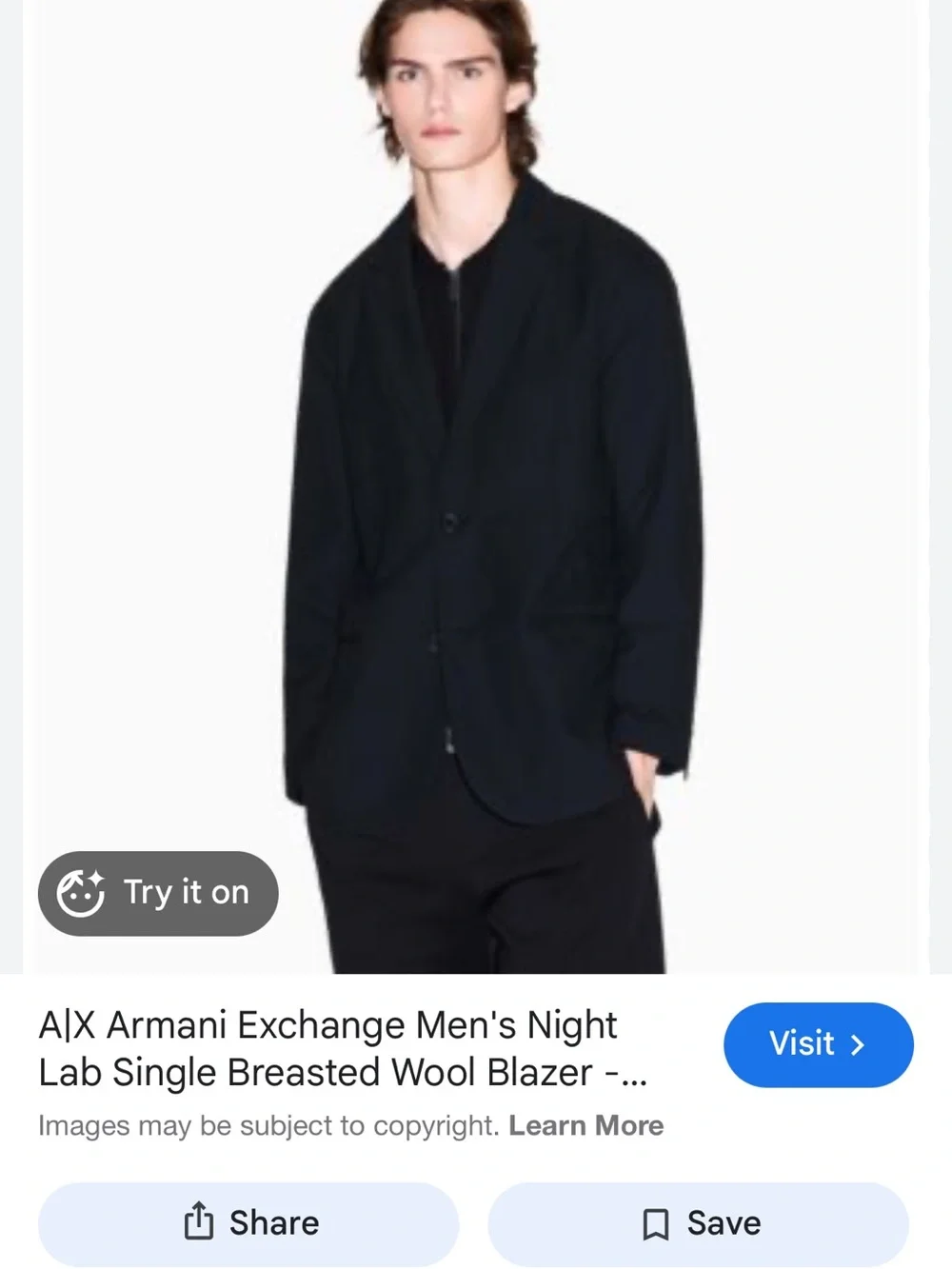 A|X Armani Exchange Men’s Black Single-Breasted Blazer